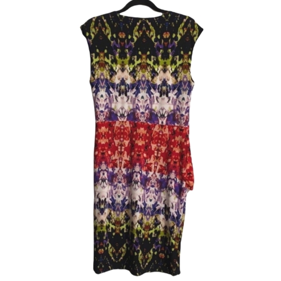 Calvin Klein Colorful Cap Sleeve Abstract Print Dress Women Size M - Picture 2 of 7